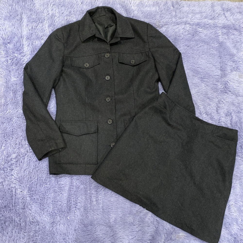Topshop Women's Black Blazer Uk14  &‎ Skirt Uk 12 Suit Workwear Wool Polyester